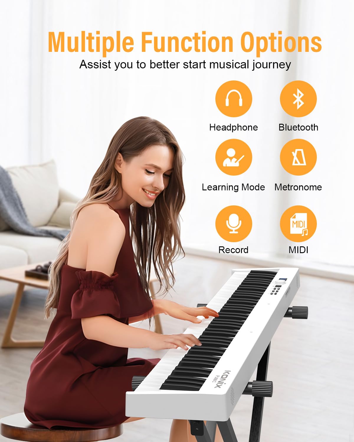 Amazon.com: KONIX Folding Piano Keyboard, 88 Keys Full Size Semi